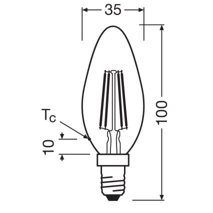SET 2x LED Žarulja FILAMENT B35 E14/4W/230V 4000K - Osram