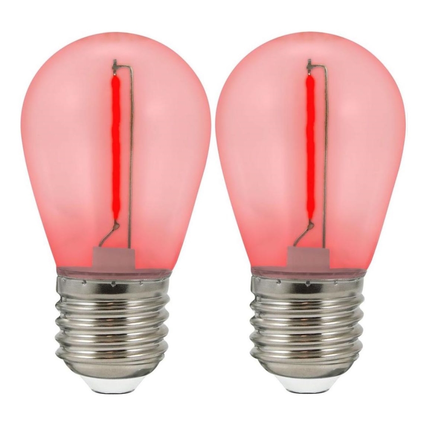 SET 2x LED Žarulja PARTY E27/0,3W/36V crvena