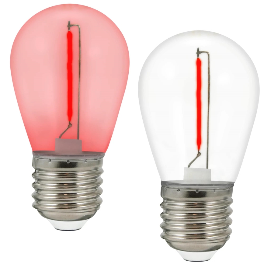 SET 2x LED Žarulja PARTY E27/0,3W/36V crvena