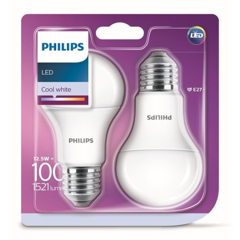 SET 2x LED Žarulja Philips A60 E27/12,5W/230V 4000K