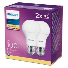 SET 2x LED Žarulja Philips A60 E27/13W/230V 2700K