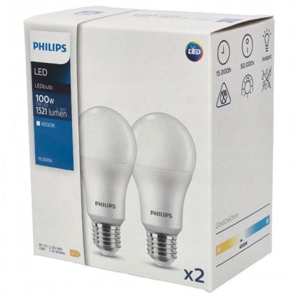 SET 2x LED Žarulja Philips A67 E27/13W/230V 4000K