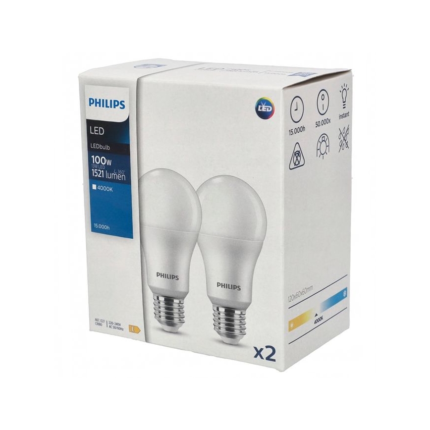 SET 2x LED Žarulja Philips A67 E27/13W/230V 4000K