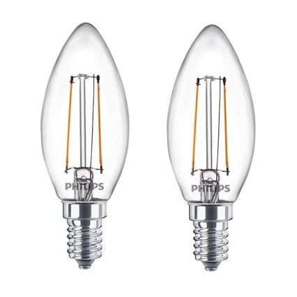 SET 2x LED Žarulja Philips B35 E14/2W/230V 2700K