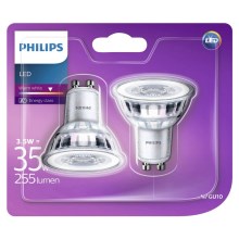 SET 2x LED Žarulja Philips GU10/3,5W/230V 2700K