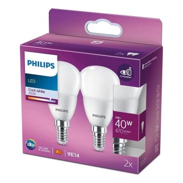 SET 2x LED Žarulja Philips P45 E14/5W/230V 4000K