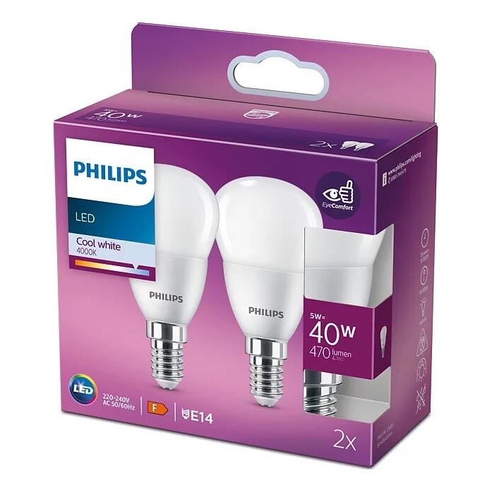 SET 2x LED Žarulja Philips P45 E14/5W/230V 4000K