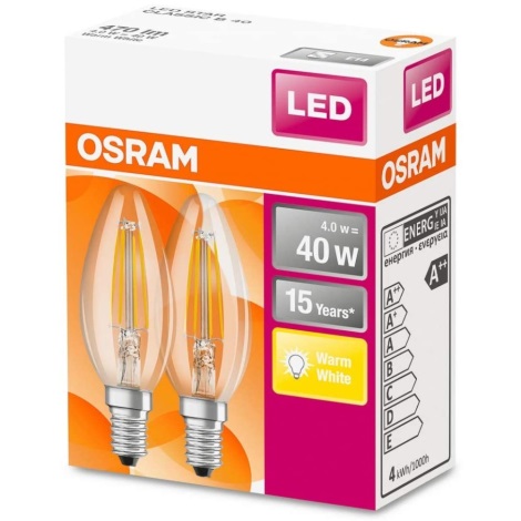 SET 2x LED Žarulja VINTAGE B35 E14/4W/230V 2700K - Osram