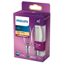 SET 2x LED Žarulja VINTAGE Philips E14/2W/230V 2700K