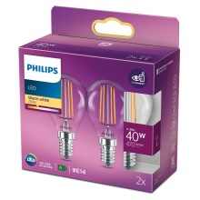 SET 2x LED Žarulja VINTAGE Philips E14/4,3W/230V 2700K
