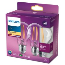 SET 2x LED Žarulja VINTAGE Philips E27/7W/230V 2700K