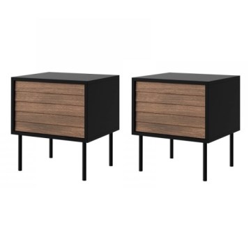 SET 2x Noćni ormarić CORTINA 51x45 cm crna/orah warnia