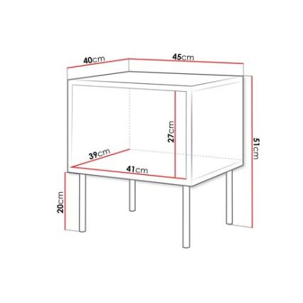 SET 2x Noćni ormarić CORTINA 51x45 cm crna/orah warnia