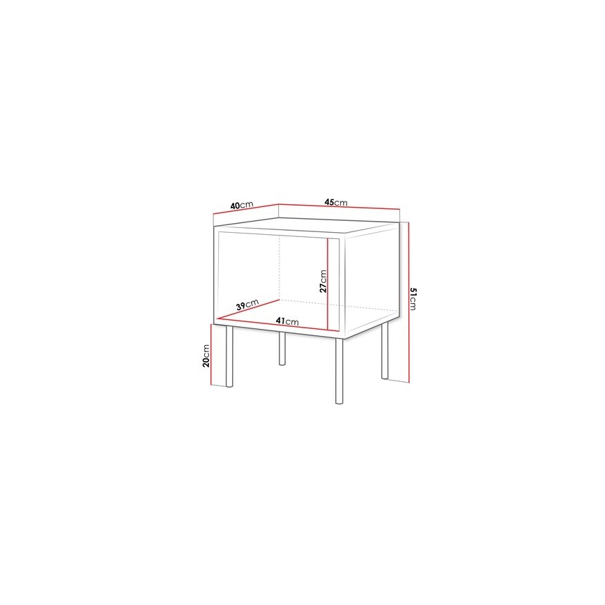 SET 2x Noćni ormarić CORTINA 51x45 cm crna/orah warnia