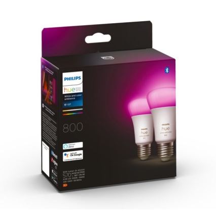 SET 2x LED prigušivačka Philips Hue White And Color Ambiance A60 E27/6,5W/230V 2000-6500K