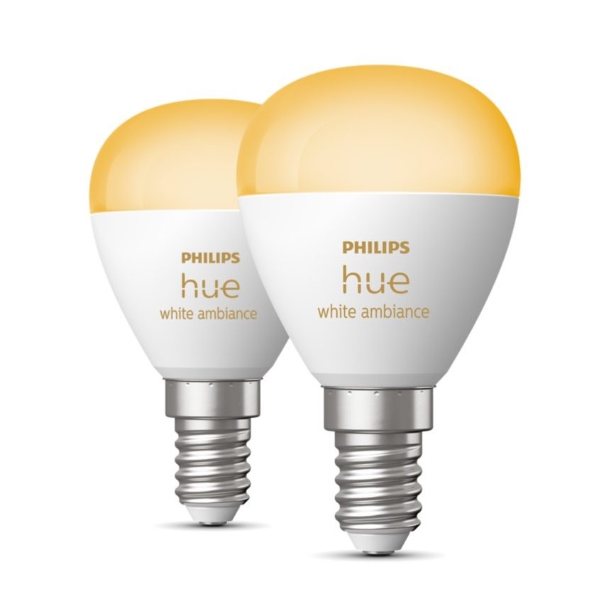 SET 2x LED prigušivača Philips Hue WHITE AMBIANCE P45 E14/5,1W/230V 2200-6500K