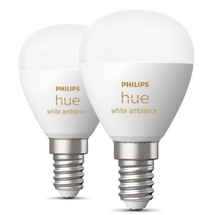 SET 2x LED prigušivača Philips Hue WHITE AMBIANCE P45 E14/5,1W/230V 2200-6500K