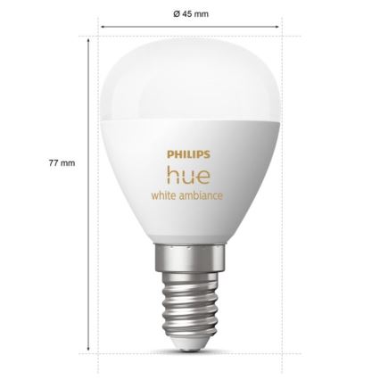 SET 2x LED prigušivača Philips Hue WHITE AMBIANCE P45 E14/5,1W/230V 2200-6500K