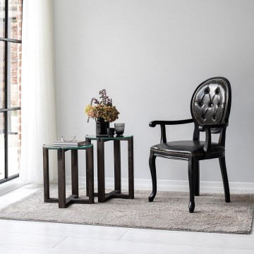 SET 2x pomoćni stol AMALFI promjera 40 cm borovina/prozirno
