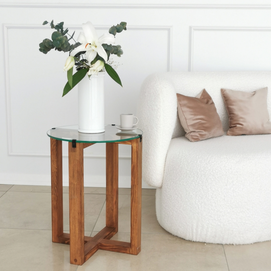 SET 2x Pomoćni stolić AMALFI pr. 40 cm smeđa/prozirna