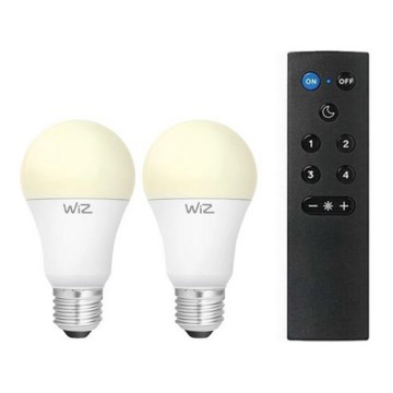 SET 2x prigušiva LED žarulja A60 E27/9W/230V 2700K Wi-Fi + daljinski upravljač - WiZ