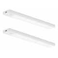 SET 2x Punjivo LED osvjetljenje za namještaj s senzorom pokreta i sumraka VIRO LED/1,2W/3,7V 800 mAh 3000/4000/6500K 30 cm bijela