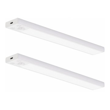 SET 2x Punjivo LED osvjetljenje za namještaj s senzorom pokreta i sumraka VIRO LED/1,2W/3,7V 800 mAh 3000/4000/6500K 30 cm bijela