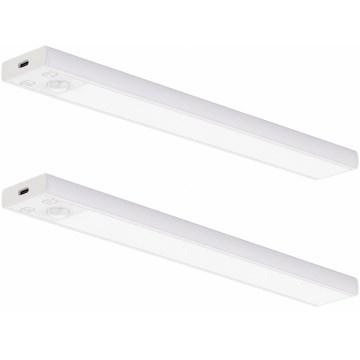 SET 2x punjivo LED osvjetljenje za namještaj sa senzorom pokreta i sumraka VIRO LED/1,2W/3,7V 800 mAh 3000/4000/6500K 30 cm bijela