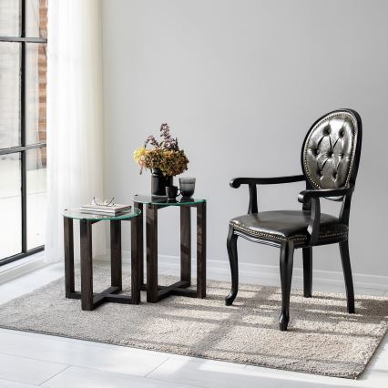 SET 2x pomoćni stol AMALFI promjera 40 cm borovina/prozirno
