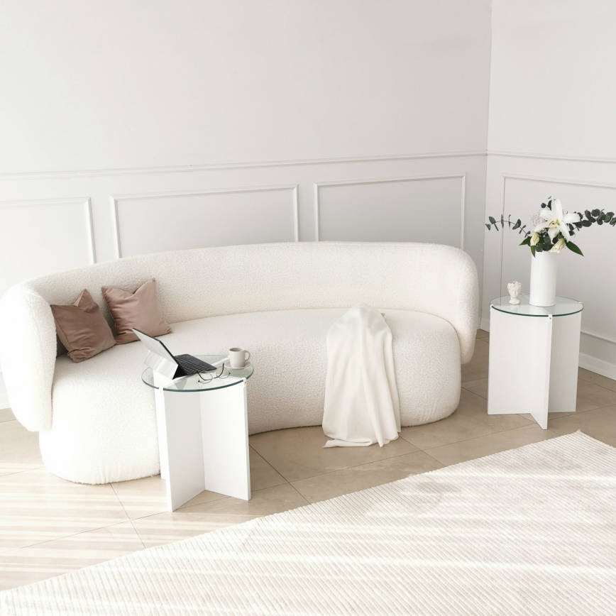 SET 2x Stolić za odlaganje LILY promjer 40 cm bijela/prozirna