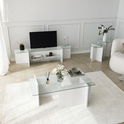 SET 2x Stolić za odlaganje LILY promjer 40 cm bijela/prozirna
