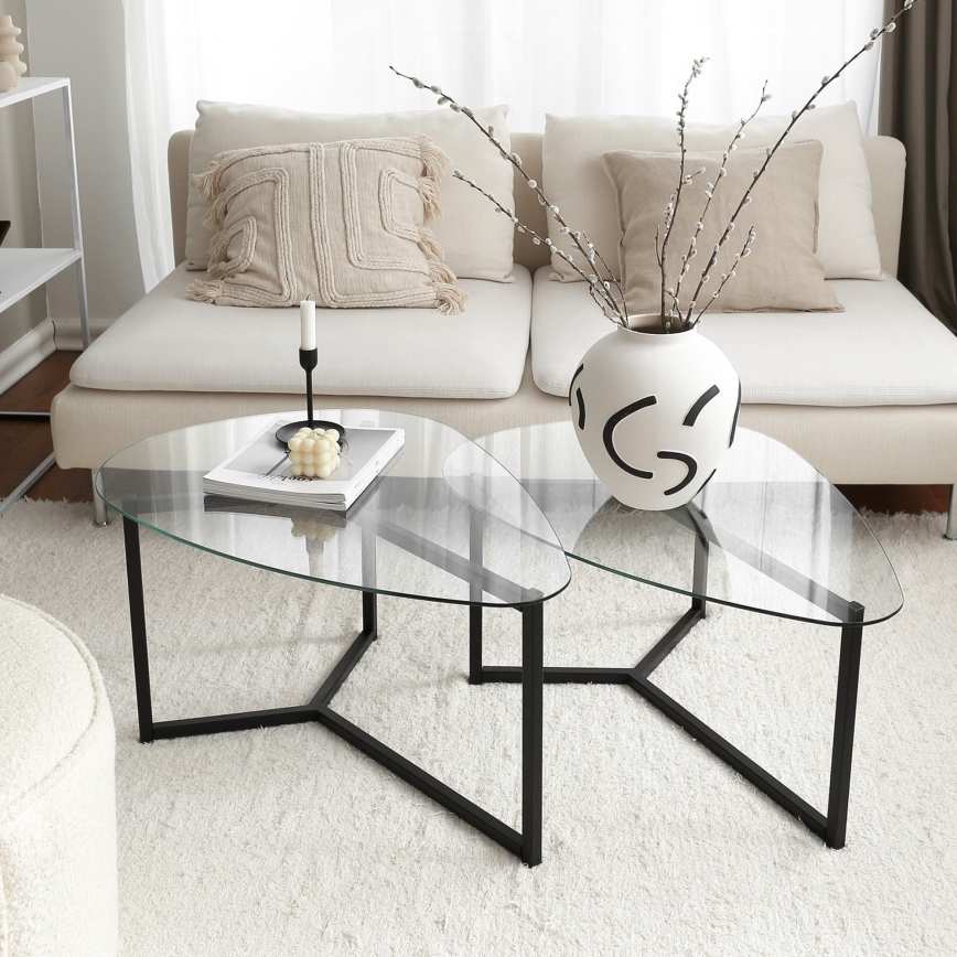 SET 2x Stolić za kavu BELLISIMO crna/prozirna