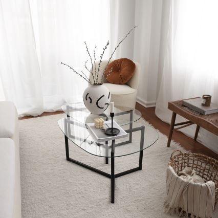 SET 2x Stolić za kavu BELLISIMO crna/prozirna