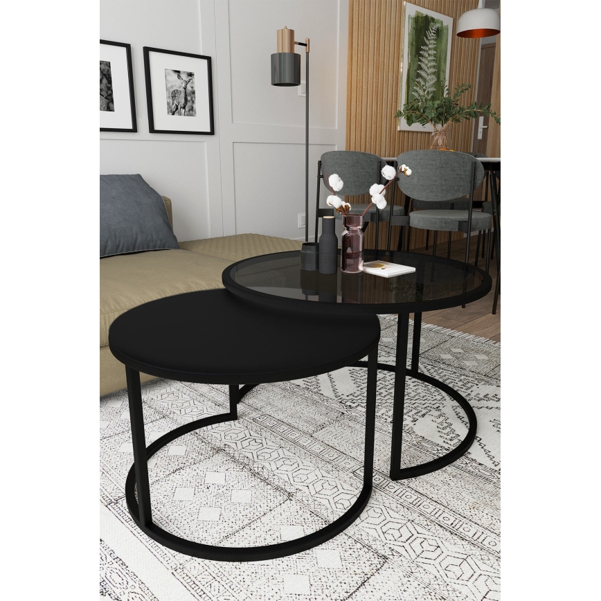 SET 2x Stolić za kavu BORA pr. 57/75 cm crna