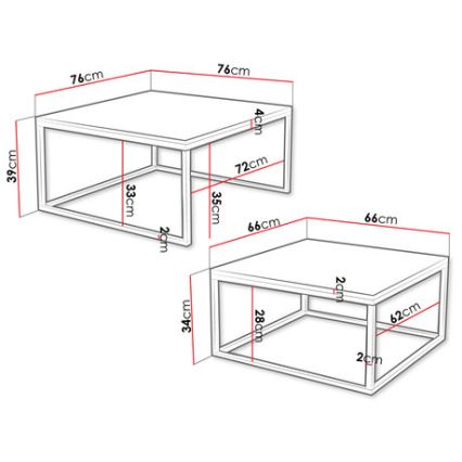 SET 2x Stolić za kavu DUAL crna/zlatna