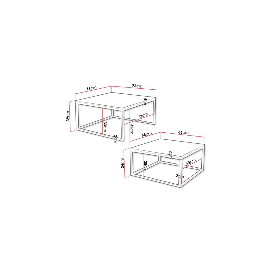 SET 2x Stolić za kavu DUAL crna/zlatna
