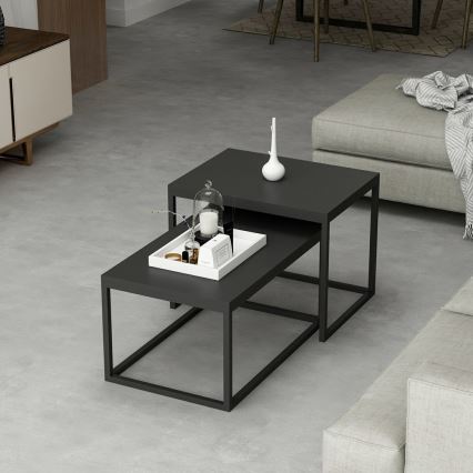 SET 2x Stolić za kavu LEKA crna