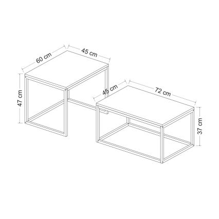 SET 2x Stolić za kavu LEKA crna