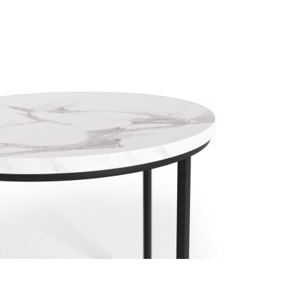 SET 2x Stolić za kavu OREO pr. 43/53 cm crna/dekor mramora