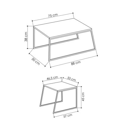 SET 2x Stolić za kavu PAL bež/crna