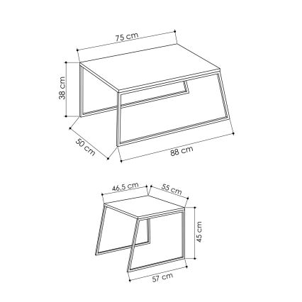 SET 2x Stolić za kavu PAL bež/crna