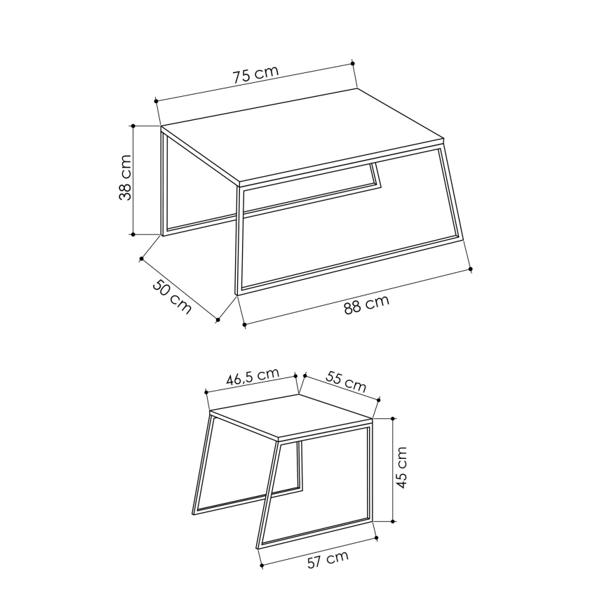 SET 2x Stolić za kavu PAL bež/crna