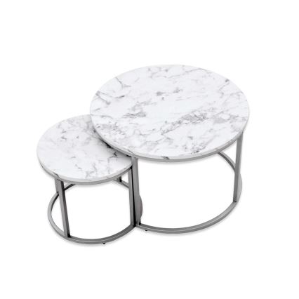 SET 2x Stolić za kavu PAOLA pr. 38/60 cm siva/dekor mramora
