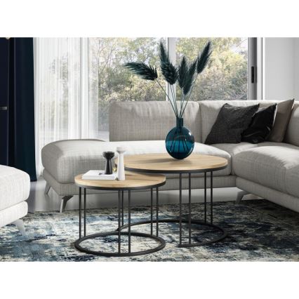 SET 2x Stolić za kavu RAGNAR crna/zlatni hrast