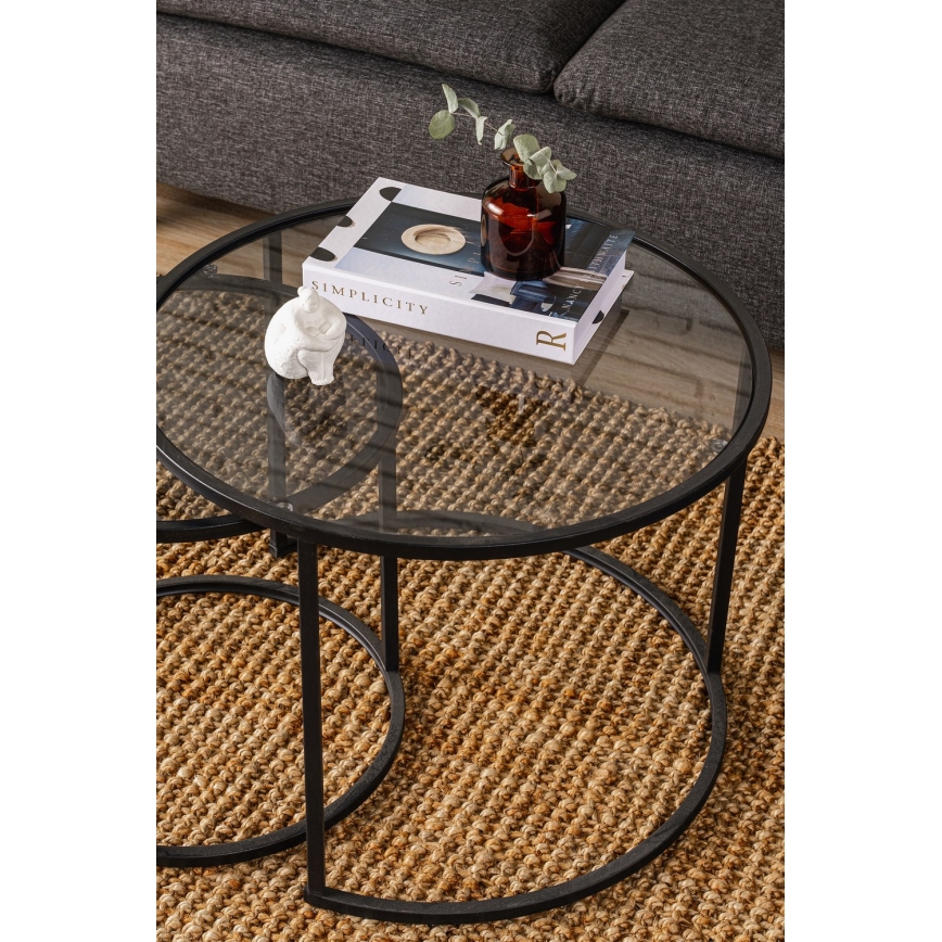 SET 2x Stolić za kavu TOKYO pr. 42/60 cm crna