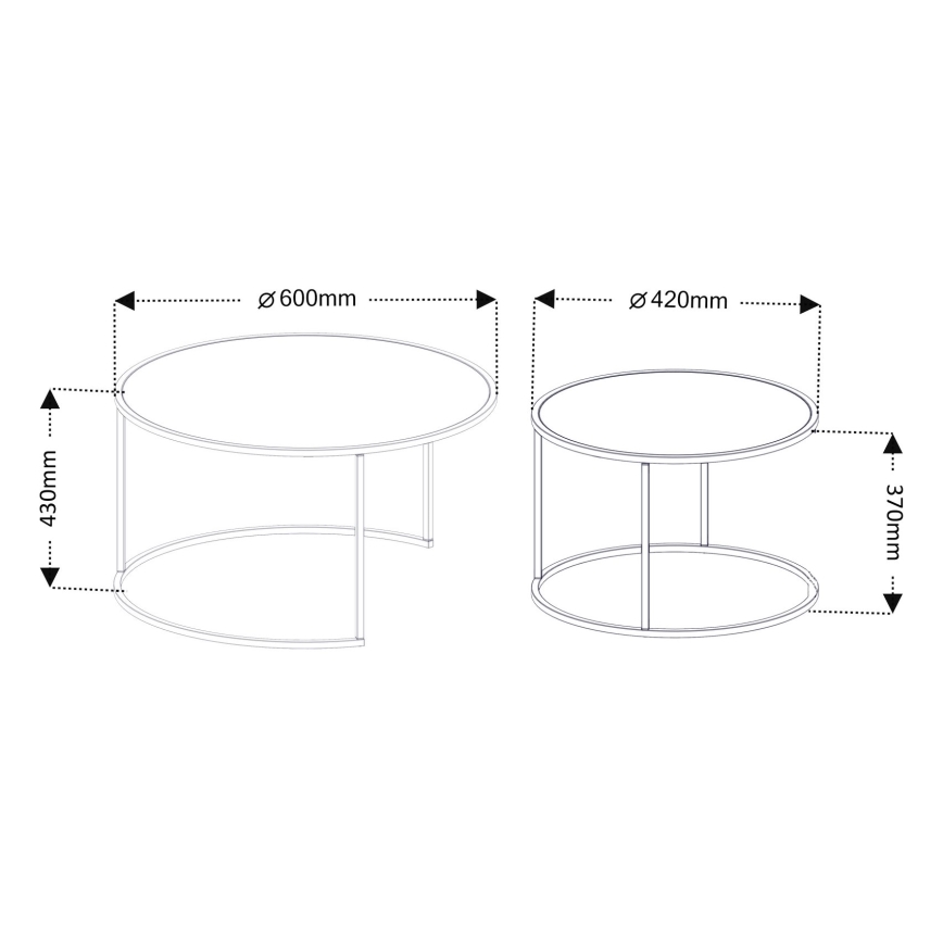 SET 2x Stolić za kavu TOKYO pr. 42/60 cm crna