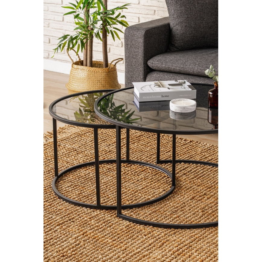 SET 2x Stolić za kavu TOKYO pr. 60/80 cm crna