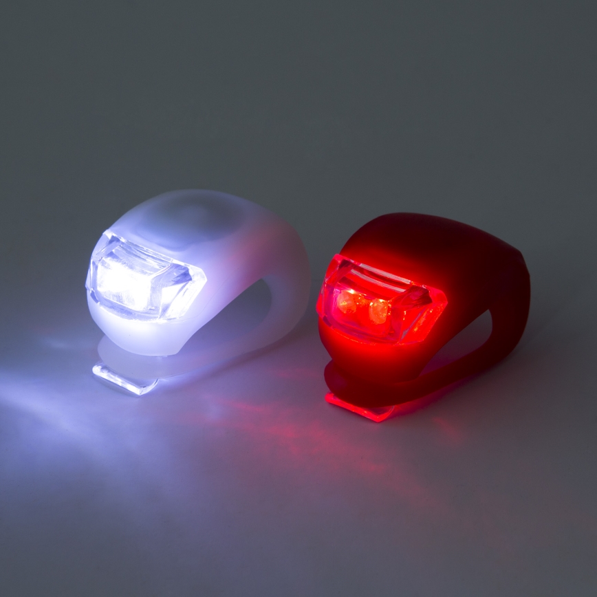 SET 2x Svjetiljka za bicikl LED/1xCR2032 IP44 crvena/bijela