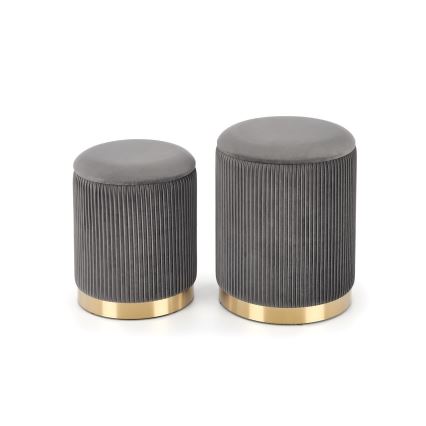 SET 2x Tabure MONTY pr. 36/66 cm siva/zlatna