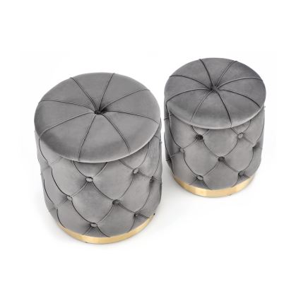 SET 2x Tabure POLLY pr. 40/44 cm siva/zlatna